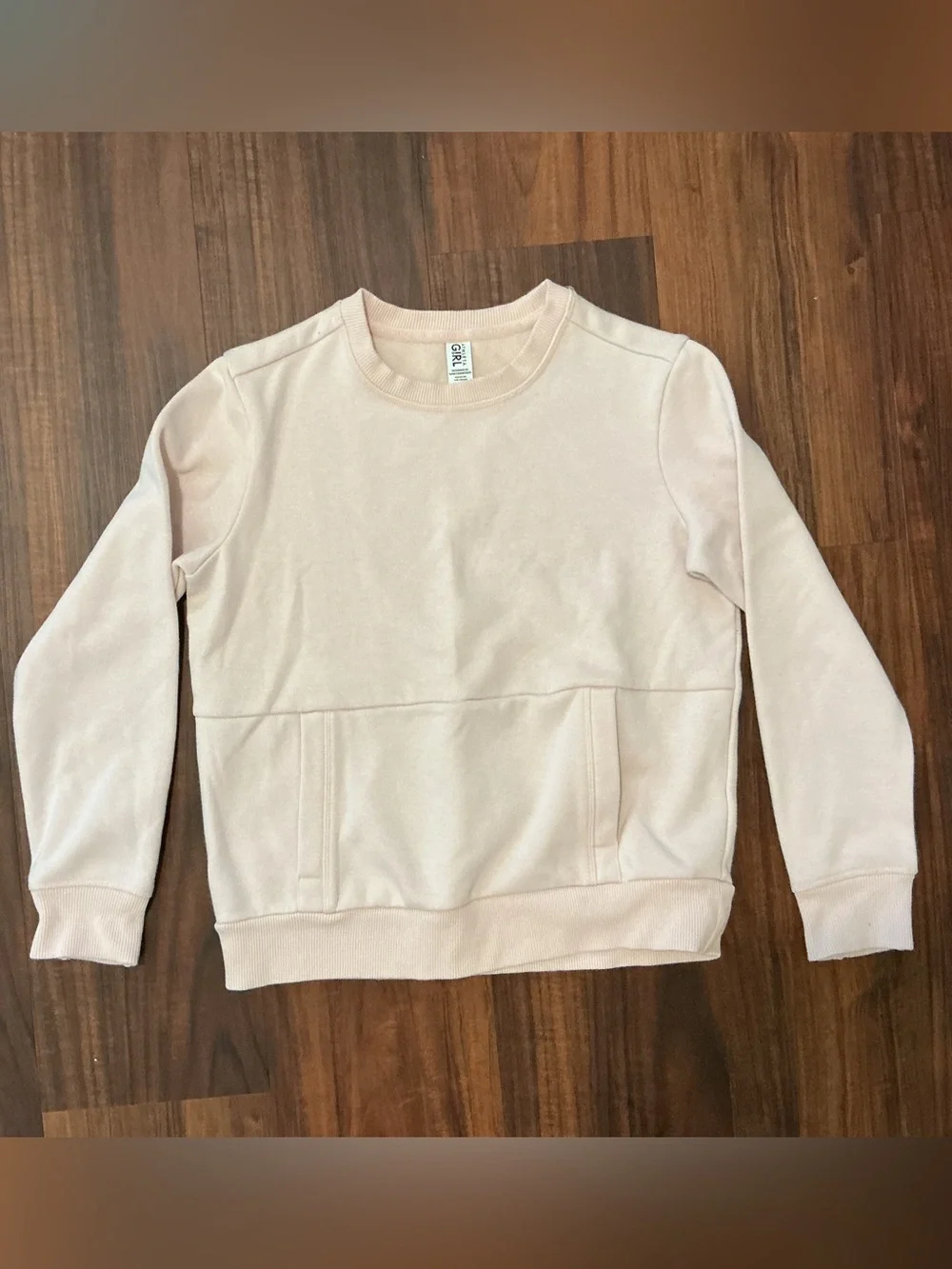 Athleta Girl Ballet Pink Crewneck Pocket Sweatshirt Size L 12 NWOT